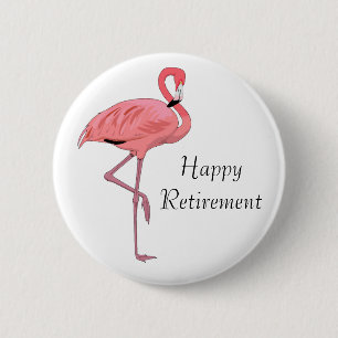 Happy Retirement Pink Flamingo Party 6 Cm Round Badge