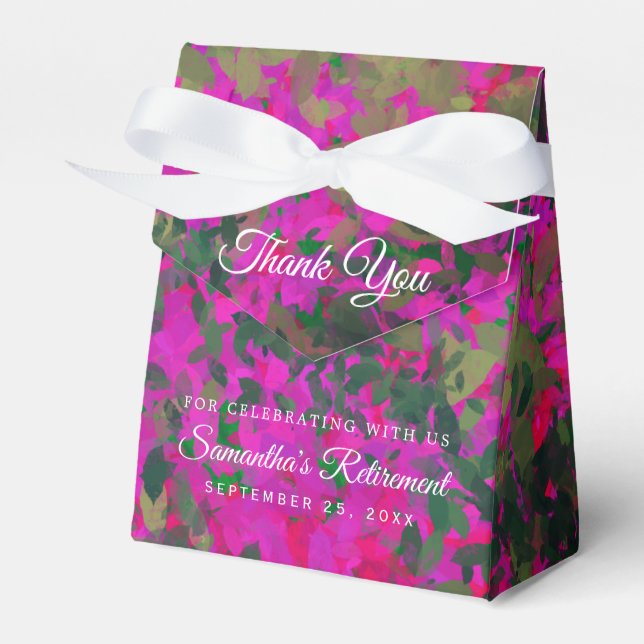 Happy Retirement Pink Florals Garden Hand Painted Favour Box (Front Side)