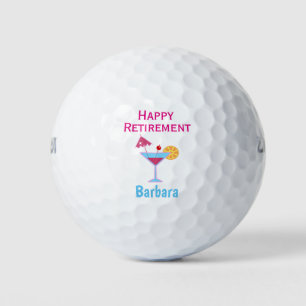 Happy Retirement Pink Martini Add Retiree Name Golf Balls