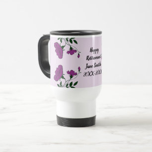 Happy Retirement Purple Flower Floral Employee Travel Mug