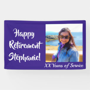 Happy Retirement Purple Photo Retirement Party Banner