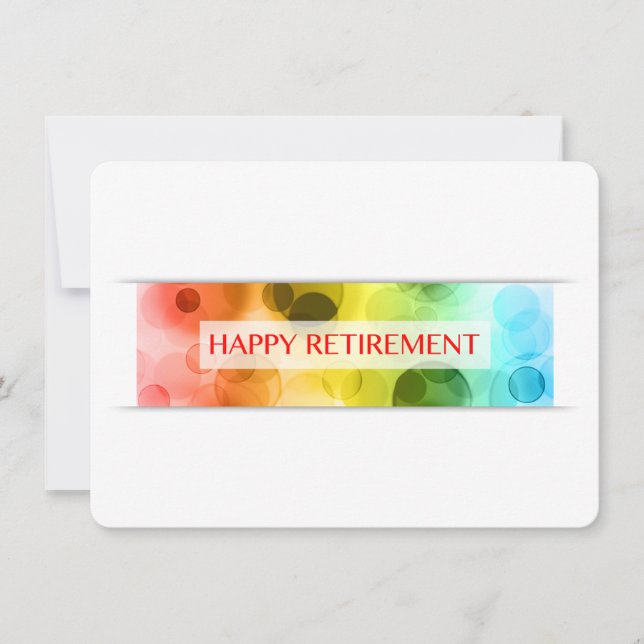 happy retirement (rainbow bokeh) invitation (Front)