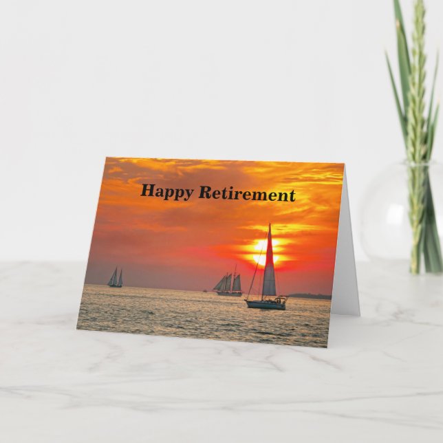 Happy Retirement, Sailboats, Florida, Sunset Card (Front)