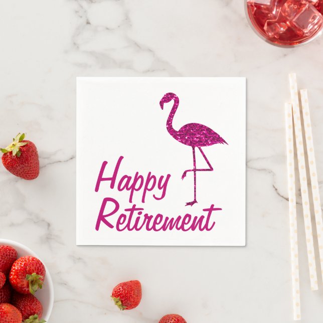 Happy retirement sparkly pink flamingo Paper  Napkin (Insitu)