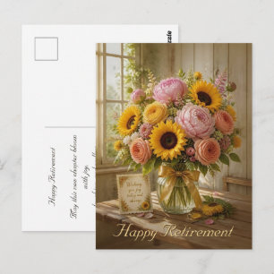 Happy Retirement Sunflower Bouquet Greetings Postcard