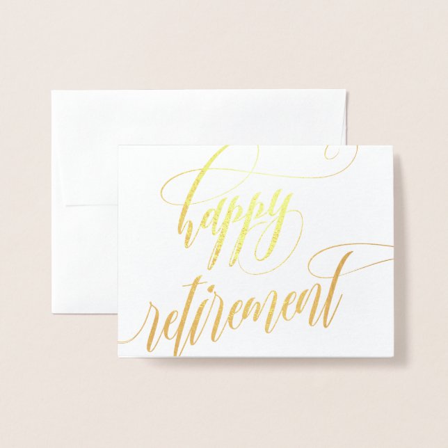 Happy Retirement Swirly Calligraphy Foil Card (Front With Envelope)
