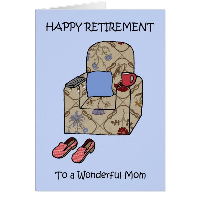 Happy Retirement to Mum, Cartoon Armchair. (Front)