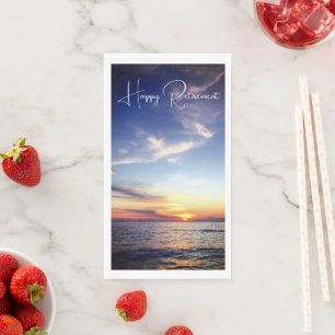 Happy Retirement Tropical Beach Sunset Custom Napkin