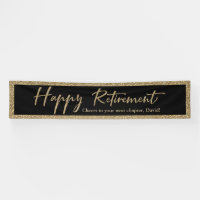 Happy Retirement Typography Gold Glitter and Black
