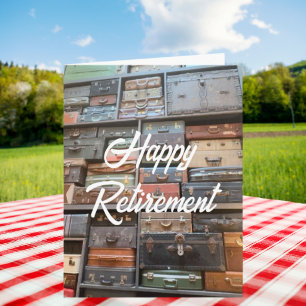 Happy Retirement Vintage Suitcases Adventure Photo Card