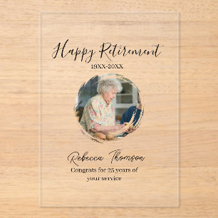 Happy retirement year name circle photo retired acrylic invitations