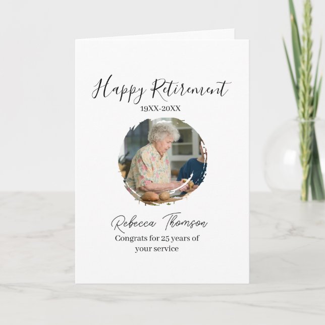 Happy retirement year name circle photo retired card (Front)