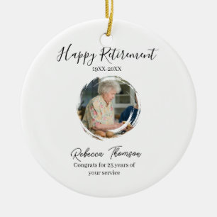 Happy retirement year name circle photo retired ceramic ornament