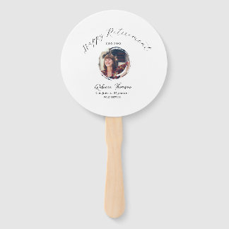 Happy retirement year name circle photo retired hand fan