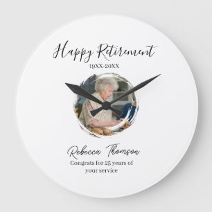 Happy retirement year name circle photo retired large clock