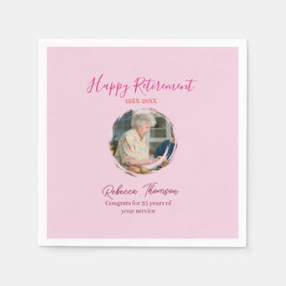 Happy retirement year name circle photo retired napkin