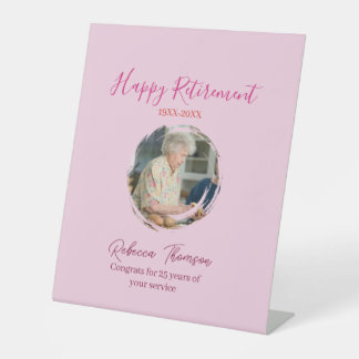 Happy retirement year name circle photo retired pedestal sign