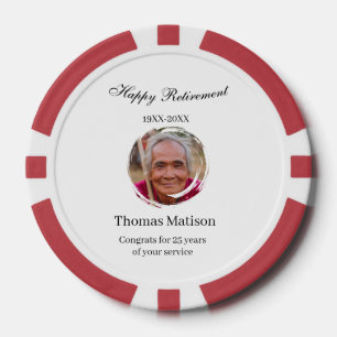 Happy retirement year name circle photo retired poker chips