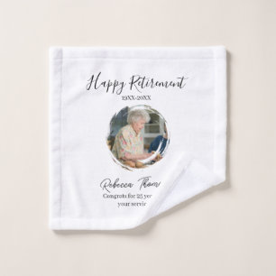 Happy retirement year name circle photo retired wash cloth