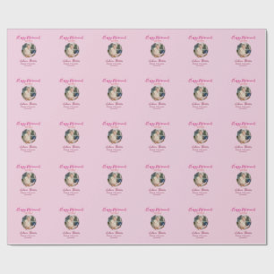 Happy retirement year name circle photo retired wrapping paper