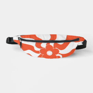 Happy Retro Daisy in Orange and White Bum Bags