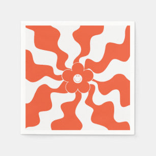 Happy Retro Daisy in Orange and White  Napkin