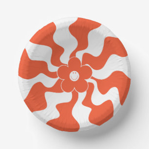 Happy Retro Daisy in Orange and White Paper Plate