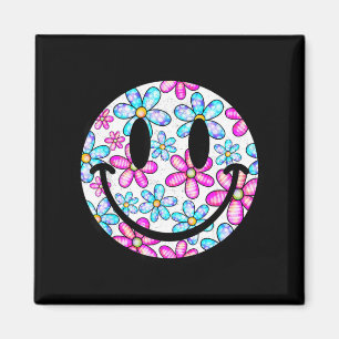 Happy retro daisy smile face colourful preppy men magnet