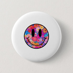 Happy Retro Daisy Smile Face Preppy Aesthetic Men  6 Cm Round Badge