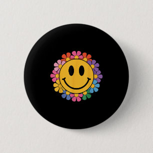 Happy Retro Daisy Smile Face Preppy Aesthetic Men 6 Cm Round Badge