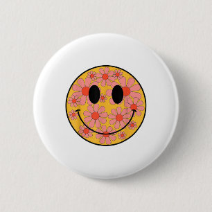 Happy Retro Daisy Smile Face Preppy Aesthetic Men  6 Cm Round Badge