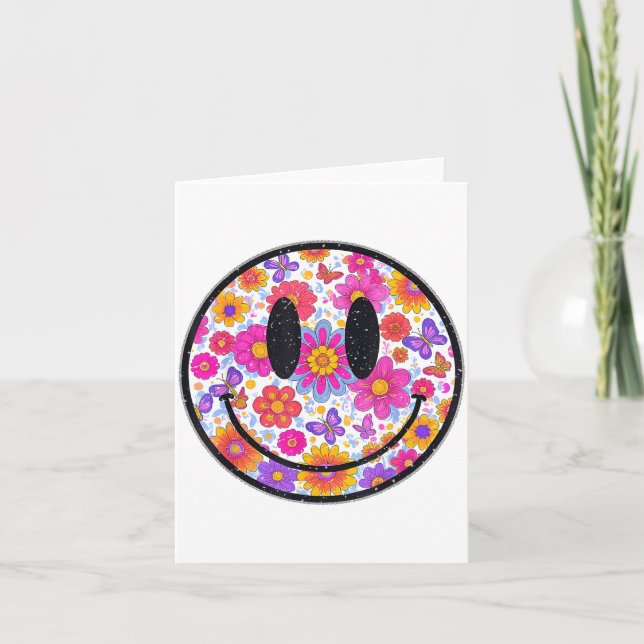 Happy Retro Daisy Smile Face Preppy Aesthetic Men  Card (Front)