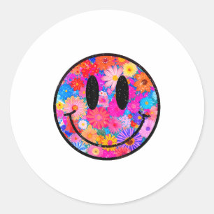Happy Retro Daisy Smile Face Preppy Aesthetic Men Classic Round Sticker