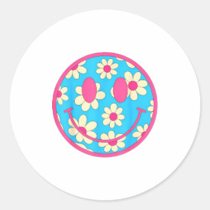 Happy Retro Daisy Smile Face Preppy Aesthetic Men Classic Round Sticker
