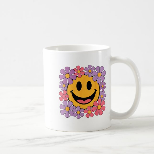Happy Retro Daisy Smile Face Preppy Aesthetic Men  Coffee Mug (Right)