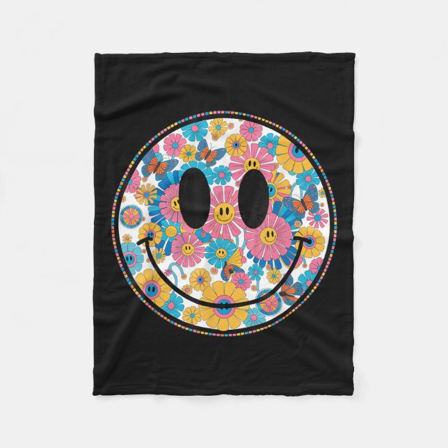 Happy Retro Daisy Smile Face Preppy Aesthetic Men  Fleece Blanket (Front)