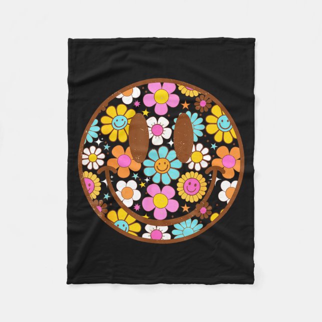 Happy Retro Daisy Smile Face Preppy Aesthetic Men  Fleece Blanket (Front)