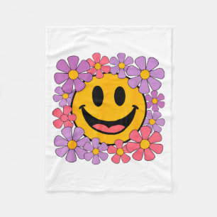 Happy Retro Daisy Smile Face Preppy Aesthetic Men Fleece Blanket