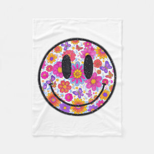 Happy Retro Daisy Smile Face Preppy Aesthetic Men Fleece Blanket
