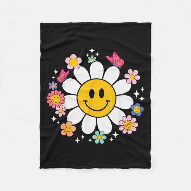 Happy Retro Daisy Smile Face Preppy Aesthetic Men  Fleece Blanket (Front)