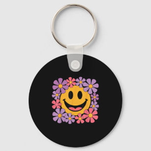 Happy Retro Daisy Smile Face Preppy Aesthetic Men  Key Ring