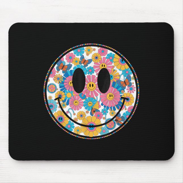 Happy Retro Daisy Smile Face Preppy Aesthetic Men  Mouse Pad (Front)