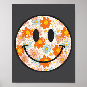 Happy Retro Daisy Smile Face Preppy Aesthetic Men Poster
