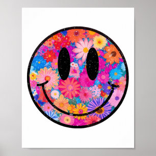 Happy Retro Daisy Smile Face Preppy Aesthetic Men  Poster
