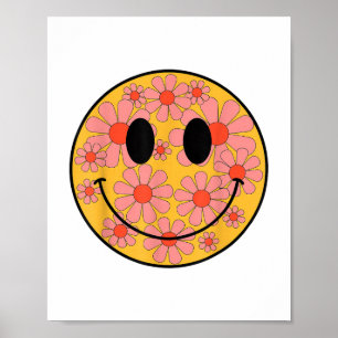 Happy Retro Daisy Smile Face Preppy Aesthetic Men Poster