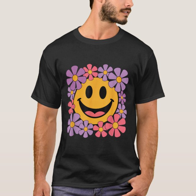 Happy Retro Daisy Smile Face Preppy Aesthetic Men  T-Shirt (Front)