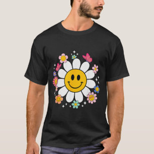 Happy Retro Daisy Smile Face Preppy Aesthetic Men  T-Shirt