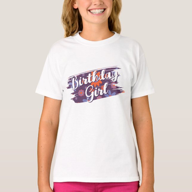   Happy Retro Flowers 70s Daisy Cute Birthday Girl T-Shirt (Front)