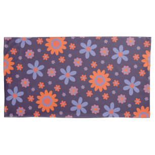  Happy Retro Flowers Cute 70s Hippie Daisy Pattern Pillowcase