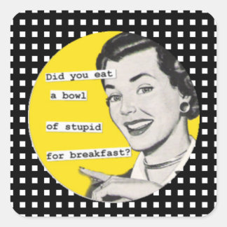Happy Retro Housewife Bowl of Stupid Stickers
